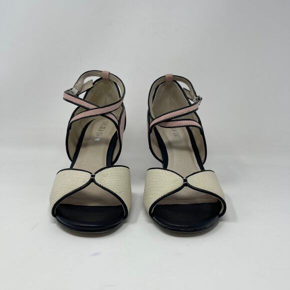 Chelsea Crew Nelly D'Orsay Peep Toe Heel Womens 40/9-9.5‎ Pink Cream Suede Black - Picture 5 of 8
